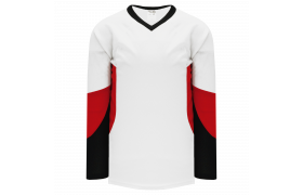 H7500-415 White/Black/Red League Style Blank Hockey Jerseys Youth Large